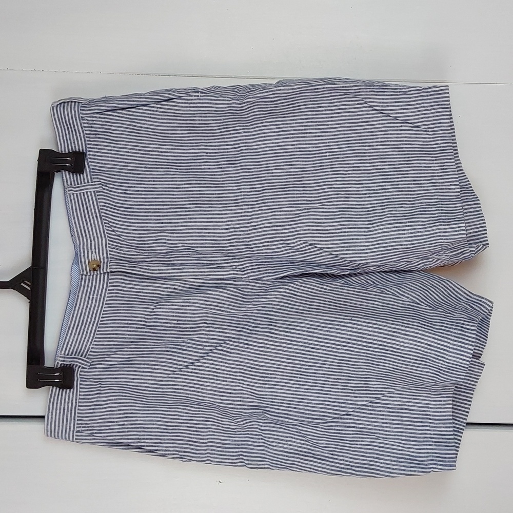 Peter Millar| Blue/White Pinstripe Mens Dress Shorts Pockets Linen Preppy Sz.36